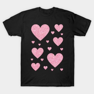 Light Pink Faux Glitter Hearts T-Shirt